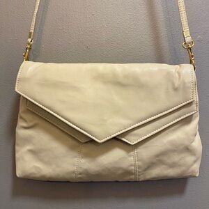 Cream Holiday Fair Inc Shoulder Bag | 2 Flaps | Convertible Clutch | 12.5x8.5